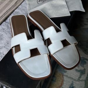 Hermes Oran Sandal 41.5 ( 41 1/2 ) original White ( blanc ) spring 2018